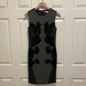Diane Von Furstenberg Gray and Black “Pentra” mini Dress
